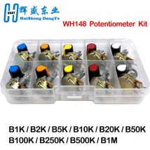 WH148 Potentiometer-Kit 1K 2K 5K 10K 20K 50K 100K 250K 500K 1M 15mm Linear Taper Drehpotentiometer-Set 3Pin mit Knopfkappe