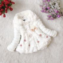Mode Kinder Kunst pelz Mantel Herbst Winter warme Plüsch Baby jacke Weihnachten niedlichen Blümchen Spitze Prinzessin Outwear Kleinkind Mädchen Kleidung