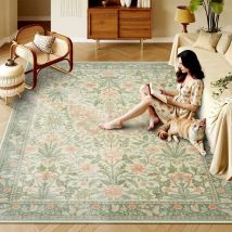 Vintage Floral Butterfly Salbeigrün Teppich Böhmisches Wohnzimmer Rutschfester Teppich Waschbarer großer Teppich Schlafzimmer Dekorativer Teppich