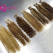 Human Braiding Hair for Boho Braids 50g/Pack Highlight Deep Wave Bulk Human Hair 4/27 Ombre Knotless Braiding Hair Extensions