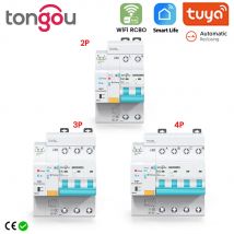 Tuya RCBO WIFI Interruttore automatico di misurazione Smart Life Timer Telecomando Interruttore automatico senza fili Interruttore di richiusura TONGOU