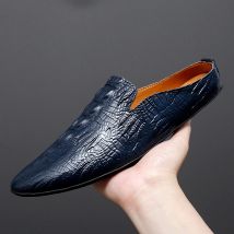 Mocasines de piel con patrón de cocodrilo para hombre, zapatillas cómodas, transpirables, ligeras, para exteriores