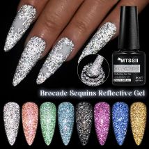 7 ml bunter reflektierender Glitzer-Gel-Nagellack, Super Flash Brokat-Pailletten, funkelnder Gel-Nagellack, semi-permanentes UV-/LED-Nagelgel