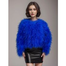 Winter-Jacke mit echtem Straußenhaar, lässig, langärmelig, importierte Pelzjacke, warme Damenjacke, Größe anpassbar