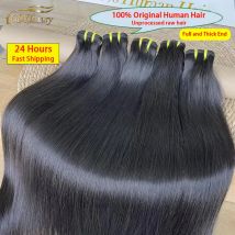 Extensiones de Cabello Humano Natural Vietnamita 16A, Liso, sin Procesar, Doble Trama, de 10 a 36 Pulgadas, Color Natural # 1B