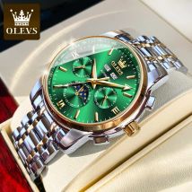 OLEVS orologi da uomo di lusso di marca automatico orologio verde da uomo in acciaio inossidabile impermeabile Business Sport orologio da polso meccanico 6633