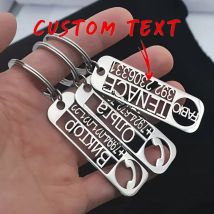 Personalisierter Schlüsselanhänger mit individuellem Namen, Edelstahl-Schlüsselanhänger, individuelle Telefonnummer, Anti-Verlust-Auto-Schlüsselanhänger, Schmuck, Weihnachtsgeschenk
