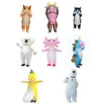 Lustiges aufblasbares Cosplay-Kostüm, Banane, Eisbär, Einhorn, Kuh, Koala, Ganzkörper-Overalls für Bühnenshow, Halloween, Karneval, Party