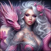 Rosa Drachenfrau 5D-Diamant-Malerei-Set zum Selbermachen, Neu 2025, 5D-Diamant-Mosaik-Kunst, Kreuzstich für Erwachsene, Heimdekoration