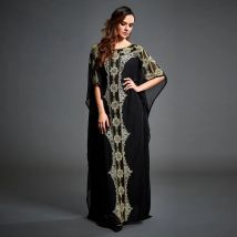 Türkische Kaftan Marocain Katar Oman Kleidung für Frauen Roben Sommerkleid elegante lange Ärmel Kaftan Dubai Islam muslimischen Kleid
