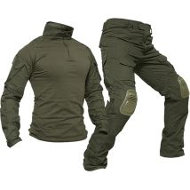Outdoor Jagd Uniform Taktische Kampf Shirts + Camo Cargo Hosen + Pads Airsoft Paintball Atmungsaktive Anzüge Langlebig Angeln Joggen