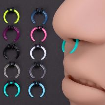 2-10PCS Acrylic Pinchers Septum Piercing Ring Buffalo Horn Taper Horseshoes Nose Rings for Women Men Punk Cartilage Earrings 16G