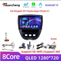 Android 13 2 Din Lettore Multimediale Per Auto Per Peugeot 107 Toyota Aygo Citroen C1 2005-2014 Unità Principale Stereo di Navigazione GPS BT WIFI