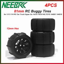 4PCS NEEBRC 81mm Buggy Tires 12mm Hex Wheels for 1/12 1/14 RC Monster Truck Hyper Go 14210 16210 WLTOYS 144001 144010 124016
