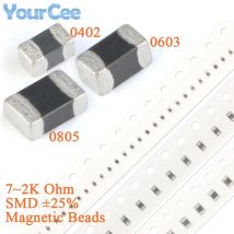 100 szt. 0603 0402 0805 SMD Koraliki Magnetyczne ±25% 7R 10R 22R 30R 47R 60R 80R 100R 120R 150R 220R 470R 600R 1K 1,5K 2K omów