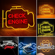 Sprawdź silnik Neon Sign Led Light Auto Room Garage Repair Shop Wall Decor Bar Party Club Luminous Atmosphere Lamp USB Power