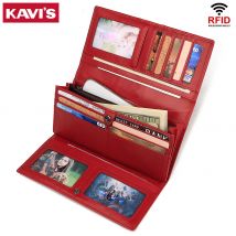 Mode frauen Brieftasche RFID Original Leder Geldbörsen mit Münzen und Karten Große Kapazität Weibliche Trifold Handliche Kupplung Telefon Tasche