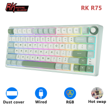 Tastiera Meccanica RK Royal Kludge R75 con Cavo, 80 Tasti, Retroilluminazione RGB, Hot-swappable, Layout Spagnolo, Keycaps MDA PBT