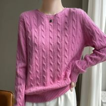 Frauen Merinowolle Verdickung pullover O-Ausschnitt Twisted Pullover Herbst Winter Kaschmir Casual Strickwaren Langarm Bottom ing Tops