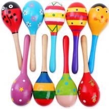 Duża zabawka Montessori dla dziecka Drewniany kolorowy instrument muzyczny Grzechotka Shaker Piasek Młotek Dzwonek Dzieci Wczesna nauka Zabawki