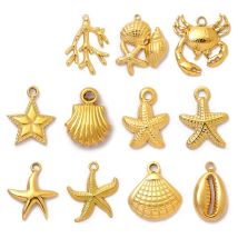 5 Teile/los Edelstahl Shell Charms Seestern Anhänger Für DIY Machen Armband Halskette Schmuck Zubehör Großhandel