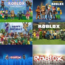 Roblox Boys Background Birthday Party Decoration Backdrops Cake Table Gift Decor Backdrop Poster Game Baby Shower Party Supplies
