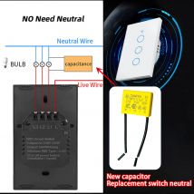 Polypropylen-Folienkondensator 3,3 UF 275 VAC, geeignet für Smart Touch-Vorhang-Lüfterschalter, neutrale Leitung