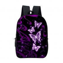 Lila Schmetterlingsrucksack mit Kopfhöreranschluss für Jungen und Mädchen, beste Geschenke, 2D flache Cartoon-Schultasche für Kinder