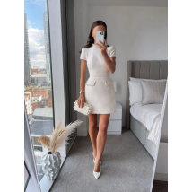 White Elegant Tweed Short Dress A-line Mini Curvy Dresses Luxury Shoulder Pad New Black Evening Gowns Party Birthday 2025 Summer
