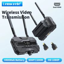 Lemorele R200 Drahtlose Übertragung mit Dual-HDMI-Display-Extender-Kit 200M, unterstützt NP-F750 5,8 GHz für Live-/PC-zu-TV-Kamera