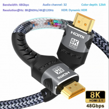 Kabel 8K HDMI 2.1 48 Gb/s Szybki kabel HDMI w oplocie - 4K@120Hz 8K@60Hz, DTS:X, HDCP 2.2 i 2.3, HDR 10 dla kompatybilnego laptopa/PS5