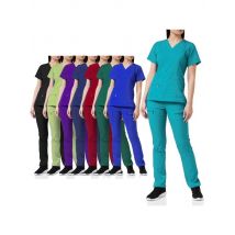 Pants Sets Short Sleeved Top Scrub Solid Color Surgical Gowns Medical Accessories Manicurist Beautician Nursing Scrub Sets Women