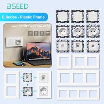BSEED 1/2Gang Wall Mechanical Button Switches Modules 1/2/3Way TV ST CAT6 EU/FR Socket DIY Parts Matte Plastic Frames