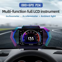 OBD + GPS HUD P24 Samochodowy wyświetlacz przezierny HUD na komputerze pokładowym Cyfrowy