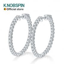 KNOBSPIN D VVS1 Moissanit-Creolen für Damen, funkelnder Diamant mit GRA, Original-Ohrring aus S925-Sterlingsilber mit 18-Karat-Ohrring