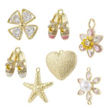 ZHUKOU Sweet and Romantic Autumn Jewellery Making Accessories Floral Ballet Flats Ladies' Charm Pendant:VD2133-VD2138