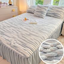 Bonenjoy 1 Stück Plüsch-Bettrock, warme Tagesdecke, verdicktes Bettwäsche für den Winter, superweicher Bettbezug, Falda de Cama (kein Kissenbezug)