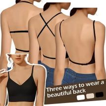 Reggiseno invisibile da donna Reggiseni con scollo a U profondo Top senza schienale per abiti Lingerie sexy con cinturino trasparente Push Up senza spalline Underwea