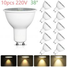 10pcs GU10 LED Bulbs 220V 5W 3000K Dimmable 50W Halogen Spotlight Replacement Energy Saving Light Bulbs 38° Narrow Beam Angle