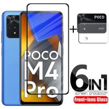 6-in-1 Für Poco M4 Pro 4G Glas Für Xiaomi Poco M4 Pro Gehärtetem Glas Voll kleber Screen Protector Für Poco X4 M4 Pro Objektiv Glas
