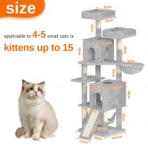 158cm Multi-Level Cat Tree with Scratching Board & Post - Stable Cat Tower with Perch, Large Pet Playhouse