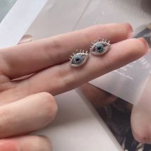 YILUOCD Ohrstecker aus 925er-Sterlingsilber, Zirkon, blauer böser Blick, für Frauen, einfache Dämonenaugen, Piercing-Schmuck, Neujahrsgeschenk