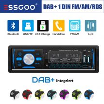 ESSGOO Unità principale stereo per auto con DAB+ AM FM RDS integrato USB AUX-in SD Bluetooth Lettore MP3 remoto singolo da 1 DIN
