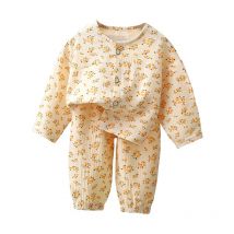 Jungen Mädchen Anzug Baby Musselin Baumwolle Kleidung Nachtwäsche Outfit Kinder Lange Ärmel Pyjamas Set Tops + Hosen Hause Tragen 2PC 0-10T