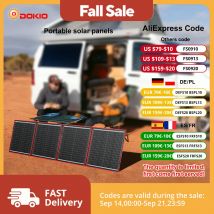 DOKIO 150 W 18 V tragbares, flexibles, faltbares Solarpanel mit 12-V-Controller-Kit zum Aufladen von Autos und Kraftwerk