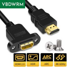 HDMI-Verlängerungskabel, Panelmontage, 4K, 60 Hz, HDMI 2.0-Stecker auf Buchse, unterstützt HDR ARC CEC HDMI-Stecker auf Buchse
