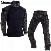 Set tattico estivo per uomo, sottile, ad asciugatura rapida, uniforme da addestramento al combattimento, top patchwork mimetico + pantaloni cargo multitasche