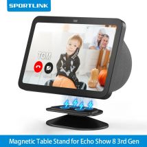 SPORTLINK Supporto da tavolo per Echo Show 8 3a generazione 2023 Supporto magnetico Angolo di inclinazione regolabile Base antiscivolo Accessori Nero