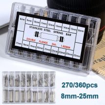 270 Stück/360 Stück Armband-Armband, Haarspange, Verbindungsstifte, Entfernungswerkzeug für Uhrmacher, 8–25 mm, Edelstahl-Federsteg, Uhren-Reparatur-Werkzeug