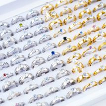 30 teile/los klassische weibliche Strass Edelstahl Ringe für Hochzeit Verlobung Jubiläum Schmuck Zubehör Party Geschenke